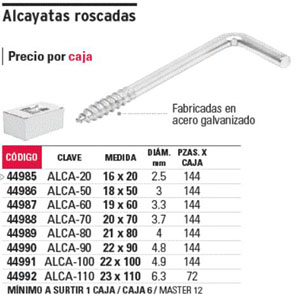 Alcayatas roscadas